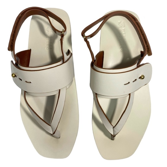 Mercedes Castillo Women’s Cream ADRIA  Napa Thong  LEATHER FLAT SANDAL 8/38 - Picture 6 of 15